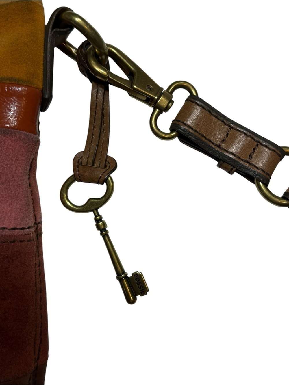 Fossil Explorer Multicolor Leather & Suede Foldover Bag - Picture 6 of 14